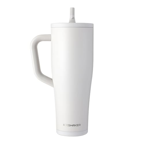 Image of Ice Shaker 40 oz Tumbler with Handle and Straw | 40oz Sandy Beach | Cold for 30+ Hours | 2-in-1 Tumbler Shaker Bottle | Odor-Free 40 ounce Bottle for Water, Protein Shakes, Smoothies, Cocktails
