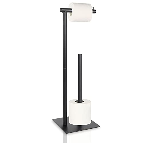 Toilet Paper Holder Stand Toilet Paper Roll Holder Stand Freestanding Black Toilet Paper Holder For Bathroom Toilet Tissue Storage Holder Metal #TOP3