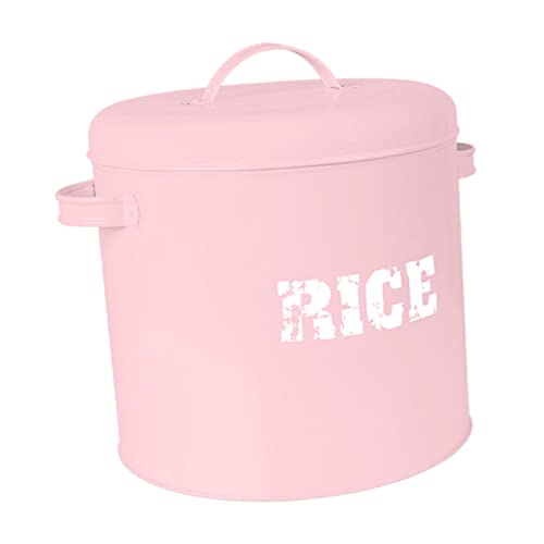 LIOOBO 1Pc Large Capacity Pet Food Storage Container Moistureproof Sealed Iron Bucket with Measuring Cup for Dog Cat Food Pink Pet Food Storage Box