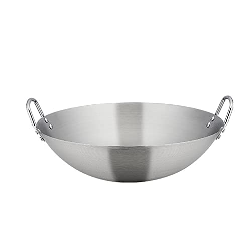 Wok de acero inoxidable con doble asa y fondo redondo 30cm miniatura 1