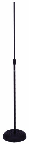 Audio2000'S AST427B Black Floor Microphone Stand with Cast-Iron Round Base and Adjustable Height