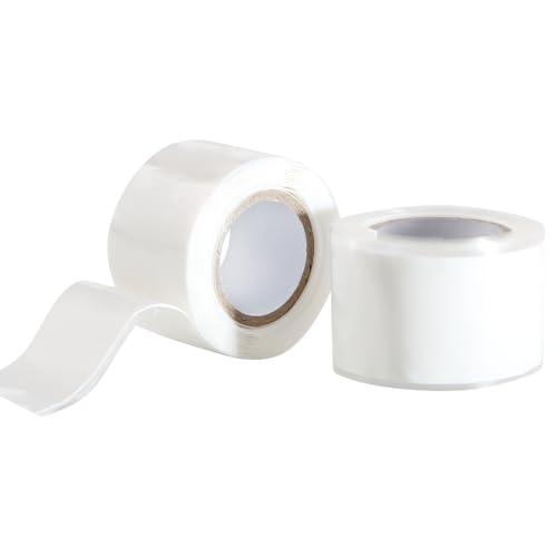 Image of Self Fusing Silicone Tape 2 Rolls 1 in x 5' White Waterproof Rubber Leak Proof Sealing Rubber Self-amalgamating Tape for Emergency Hot and Cold Water Pipe Repairs and Tool Fixation