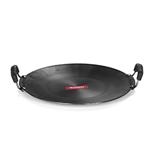 Sumeet Pre Seasoned Iron Concave Roti/Paratha Tawa 2.5mm Thick (Double Side Handle) 27.6cm