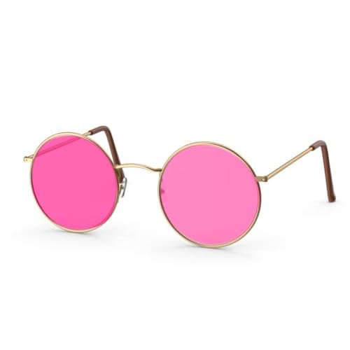 TK Gruppe Timo Klingler Gafas Hippie - Gafas de Sol Redondas rosa - Accesorios para Mardi Gras - Accesorios de los años 70 y 80 como John Lennon