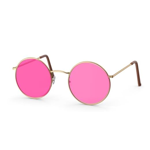 TK Gruppe Timo Klingler Gafas Hippie - Gafas de Sol Redondas rosa - Accesorios para Mardi Gras - Accesorios de los años 70 y 80 como John Lennon