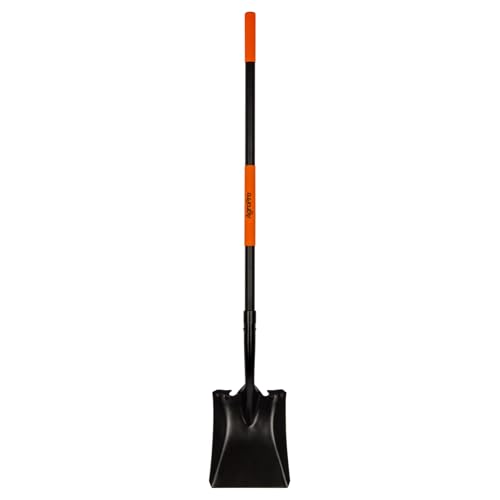 AgroPro Square Shovel for Digging Heavy Duty Metal Shovel with Long Fiberglass Handle 58-Inch Flat Garden Shovel for Transfer Soil Sand Gravel Landscaping