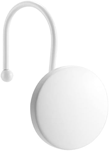 Decorative Shower Curtain Hooks, Simple Modern Style Round Flat-Back Button Design for Bathroom Decor, Matte White