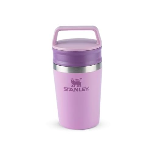 Stanley - Copo de Café Térmico, Caneca de Viagem Café Go com Tampa de Duas Partes Para Beber e Alça de Transporte, Garrafa Térmica de Aço Inoxidável, 236 ml, Lilac