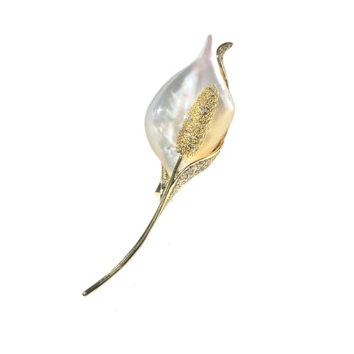 Image of Pearl Flower Brooch and Pins for Women Large Gold Luxury Elegant Pin Christmas Gift Jewelry