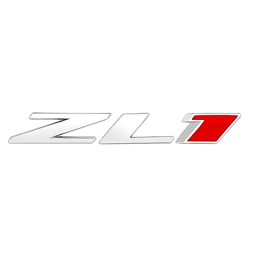 Image of 3D Raised Letters ZL1 Emblem Metal Side Rear Door with Adhesive Backing Fits for Chevy Camaro Rs Ss Automotive Decoration(Silver Red)