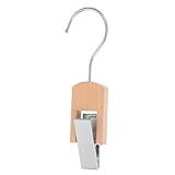 TOYZFRIENDY Gancho para Ropa y Sombreros Clip de Madera Maciza de 10 Cm, Pinza Multifuncional para Colgar Bufandas, Percha para Armario, Gancho de Acero Inoxidable para Organización en Tienda