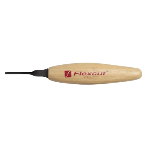 FLEXCUT MT23 1.5 mm Micro Shallow U-Gouge, High-Carbon Steel Micro Carving Tool, Ash Wood Handle, 5.5″ Length, 1.60 oz, Made in USA