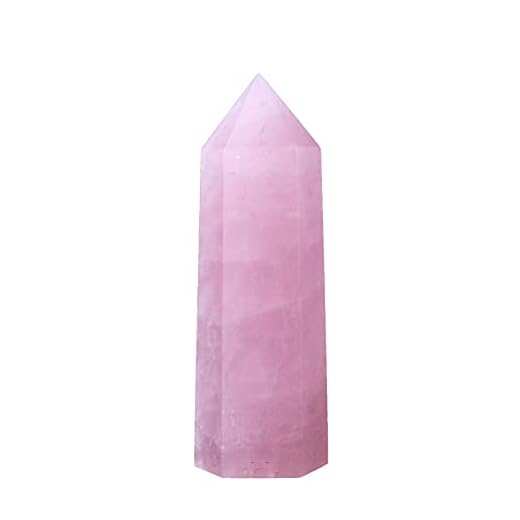 Runyangshi Large Rose Quartz Natural Healing Crystal Wand 4.72"-5.11" Crystals Tower 6 Faceted Single Point Crystal Prism Wand Natural Stones for Meditation Reiki Chakra Therapy Home Decor Gift
