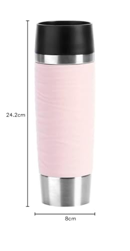 Foto von Emsa Travel Mug Waves Grande Isolierbecher N20120 | 0,5 L | bis zu 6h heiß und 12h kalt | 100% dichter Thermobecher | 360°-Trinköffnung | Quick-Press-Verschluss | Puderrosa