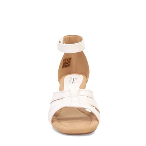 Clarks Women's Kyarra Joy Wedge Sandal, White Leather, 73