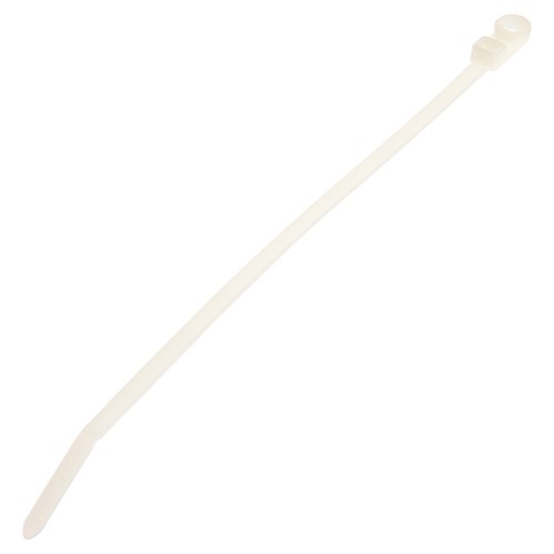Panduit PLC1M-S4-C Pan-Ty Clamp Tie, Nylon 6.6, Miniature Cross Section, Plenum-Rated, Curved Tip, #4 Screw Size, 18lbs Min Tensile Strength, .75