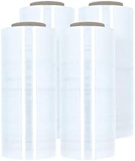 PSBM Stretch Wrap, 256 Pack, 15 Inch x 1500 Feet, 80 Gauge, Clear Plastic Cling, Cast Hand Stretch Film Rolls for Packaging Moving Packing Pallets