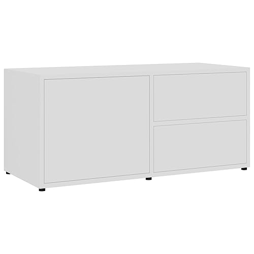 vidaXL Mueble para TV Salón Comedor Mesa Centro Televisión Televisor Equipo de Música Armario Bajo Almacenaje Soporte Contrachapada Blanco 80x34x36cm