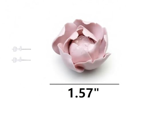 Image of Ceramic Flower Wall Art Decor, Artificial Flower Wall Sculpture,Handmade Ceramic Flowers for Home,Hallway,Living Room, Kitchen,Bathroom (Pink, Peony Bud, 1.57 inch)