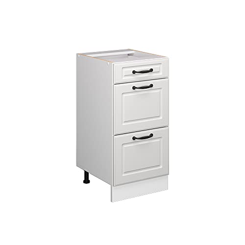 Vicco Küchenunterschrank R-Line, Weiß Landhaus/Weiß, 40 cm mit Schubladen, ohne Arbeitsplatte Vicco Küchenunterschrank R-Line, Weiß Landhaus/Weiß, 40 cm mit Schubladen, ohne Arbeitsplatte