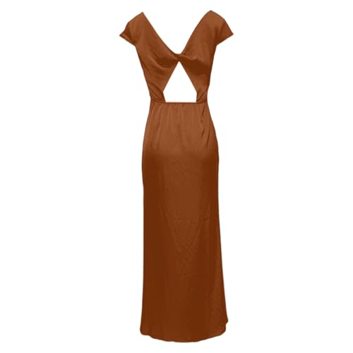 Robe midi satin col V pour silhouette sublimée en soirée d'été
