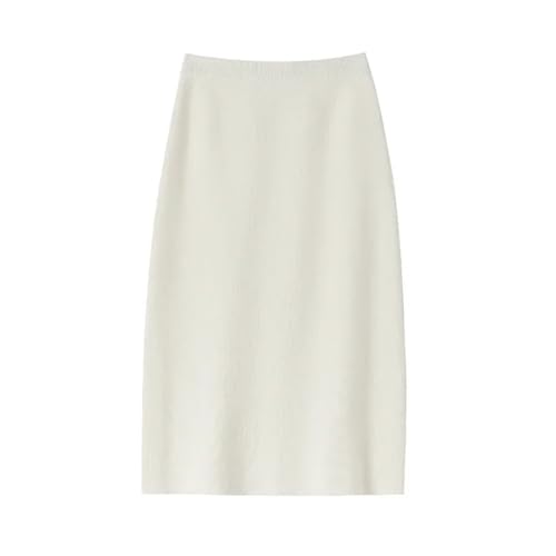Women Elastic Waist Wool Knit Skirt Solid Color High Waist Skirt Female Office A-Line Skirts2