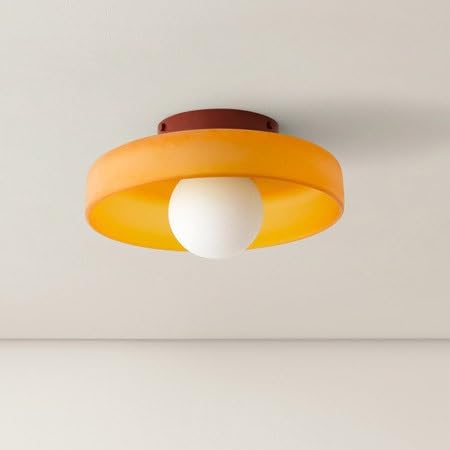 Lustre vitrail pour éclairer une entrée sombre plafonnier jaune D250mm