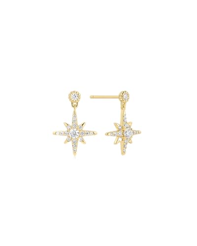 ANIA HAIE Pendientes para mujer GLIMMER GLOW de plata de ley 925 chapada en oro de 14 quilates, adornados con 36 circonitas cúbicas, tamaño: 11 mm, incluye caja de regalo