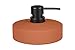 WENKO Distributeur de Savon Avellino, doseur de Savon Rechargeable en céramique, Surface agrippante Soft-Touch, Ø 10,5 x 12,5 cm, 380 ML de Savon, Accessoire de Salle de Bain dépoli, Terracotta