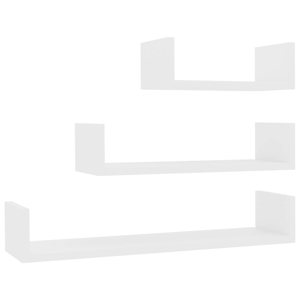 FIRBNUS 3 Piezas Estantes de Pared de Madera Contrachapada Diseño en Forma U Estantes de Wall Estante de Exhibición Suspendidas de Tablero Blanco Ideal para Hogar Oficina Dormitorio