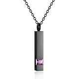 Crystal Urn Necklaces for Ashes for Men Stainless Steel Bar Pendant Necklace Memorial Cremation...