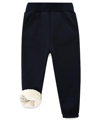 Bumeex Boys Girls' Pull On Sherpa Fleece Lined Winter Warm Sweatpant Jogger Pant 2-14 Years