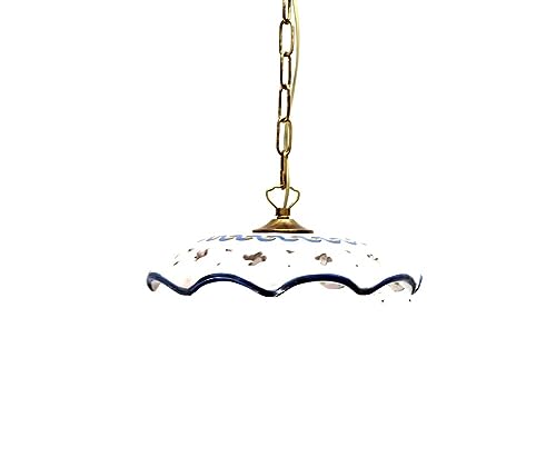 Lampadario a sospensione rustico in ceramica siciliana 1 luce Stella per cucina, ingresso, veranda, taverna, bagno