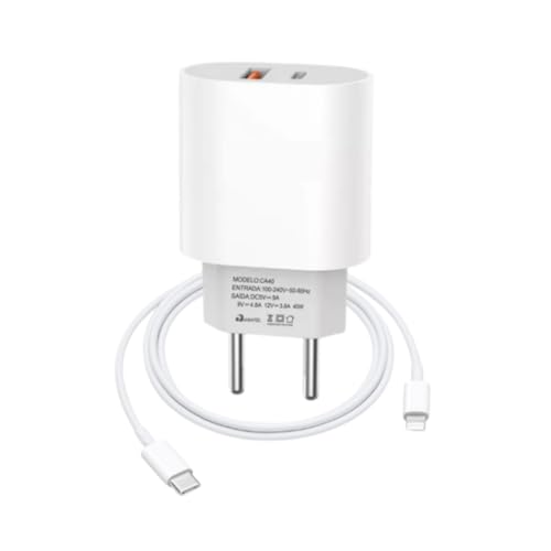 Carregador Fonte Turbo 40w Lightning Ultra Rápido Compatível com Iphone 8, X, Xr, 11, 12, 13, 14 Pro
