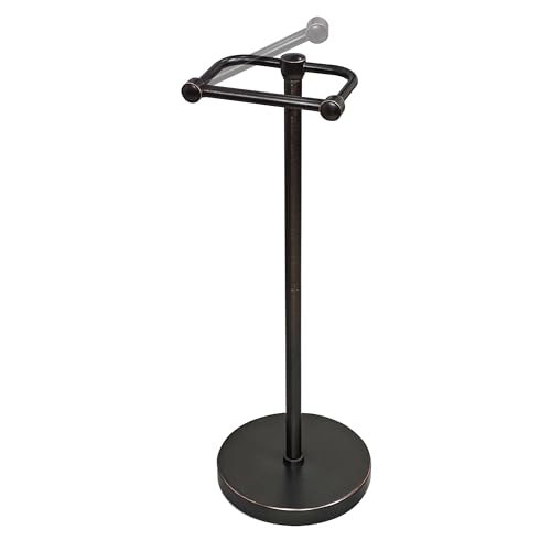 Image of RARXTR Toilet Paper Holder Stand, Post Pivoting Design Free Standing Toilet Paper Holder, SUS304 Stainless Steel Toilet Paper Roll Holder, Heavy Stable Base (Oil Rubbed Bronze)