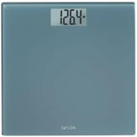 Taylor Precision Products Glass Digital Scale, Body Weight, Bathroom Scale, Highly Accurate 400 LB Capacity, Auto On and Off Scale, Blue