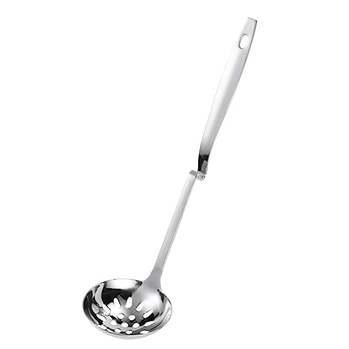 NAMOARLY 28.5cm Stainless Steel Slotted Spoon Hook Silverware Set Soup Strainer for Hot Pot Restaurant