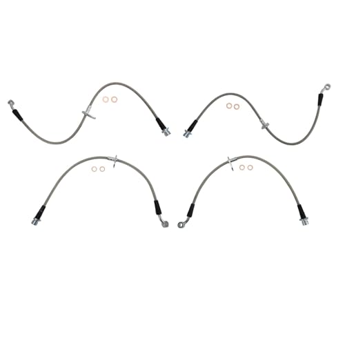 Image of TRQ Front and Rear Performance Brake Hose Set Compatible with 2003-2011 Honda Element