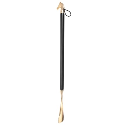 Chausse-pied long bois de hêtre et cuivre noir robuste outil pour personnes âgées et souliers en cuir