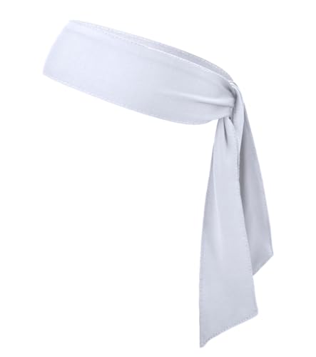 Sport Tie Headbands Tennis Head Tie for Men Women Sports Fans Ninja Soccer Basketball Teams Head Ties Halloween (White)
