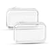 QEEYON Clear Travel Toiletry Bag, 2 Pack Clear Hard Shell Zipper Case, Carry On Plastic Bags for Airport Security, Double Zippered Cosmetic Bag for Make Up Tools, Toiletries, Building Blocks