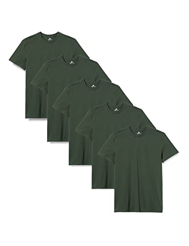 Lower East Camisetas Manga Corta Hombre (5 Pack) de 100% Algodón - Camiseta Hombre Manga Corta, Camisetas Hombre, Camiseta Manga Corta Hombre, T-Shirts Hombre, Camisetas Basicas , Verde Oscuro, XL