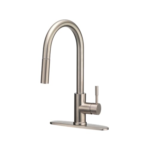 Image of Dura Faucet DF-MK530SLK-SN RV Single Handle Pull-Down (Satin Nickel) | RV single handle pull-down kitchen faucet for camper and trailer galleys. Brushed Satin Nickel finish.