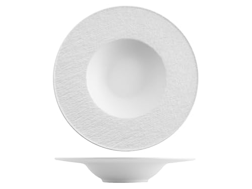 H&H-Skin, Set 2 piatti pasta, in porcellana di alta qualità, ø 28 cm, bianco, pasta bowl, piatti da portata, piatti da presentazione, piatti professionali per ho.re.ca