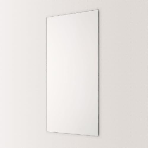 かがみどっとねっと公式|洗面鏡・浴室対応オーダーミラー (500×950mm / 厚さ5mm M5 / 日本製/AGC製ガラス) 縁のみ防湿/壁掛け鏡(洗面所・造作洗面台対応)/ 鏡のみ・金具別売