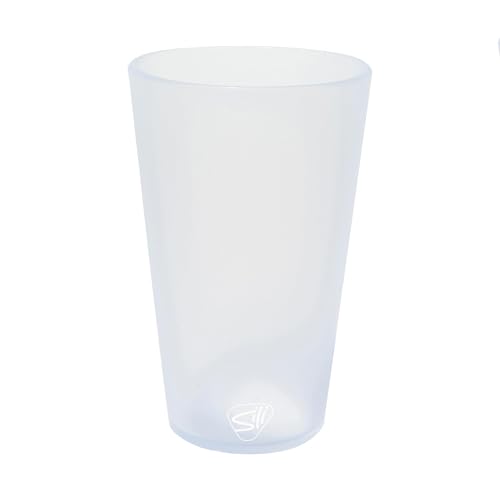 Silipint 16oz Silicone Pint Glass – Unbreakable BPA-Free Reusable Silicone Drinking Cup – Flexible Dishwasher Microwave & Freezer Safe – Stemless Glass for Water Coffee Smoothies (Icicle)