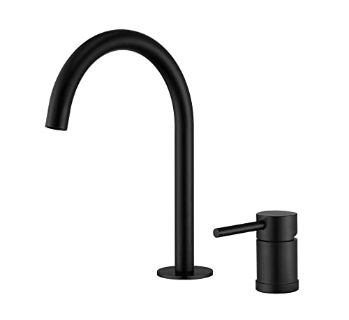 Grue robinet d'évier noir à levier unique pour lavabo de bain