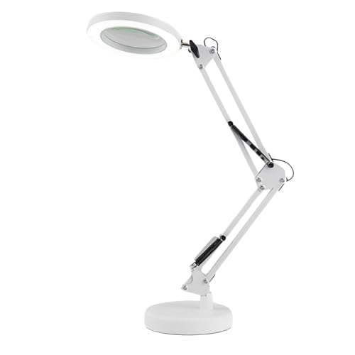 Lupa Luminária de Mesa Articulável LED USB com Garra 2 em 1: Dimmer, 3 Cores, Conforto Visual e Fixação Segura
