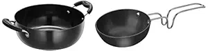Amazon Brand - Solimo Hard Anodized Deep Kadhai (2.5 litres) Hard Anodized Small Tadka Pan (9.4cm)