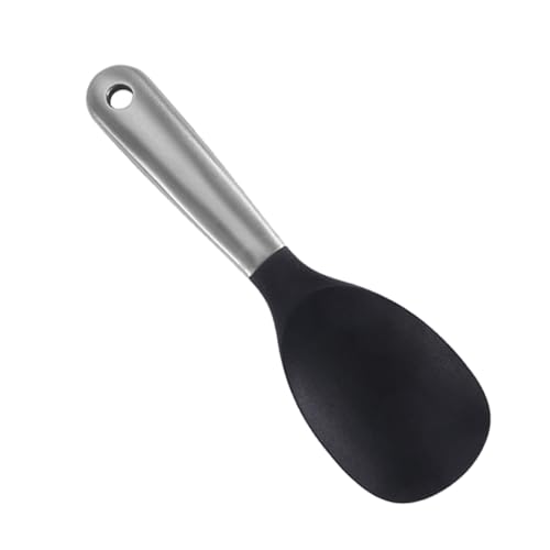 OUNONA 1Pc Stainless Steel Rice Spoon with Hanging Hole Easy to Store Kitchen Utensil Comfortable Handle for Home Restaurant Hotel Dining Use and Easy to Clean
